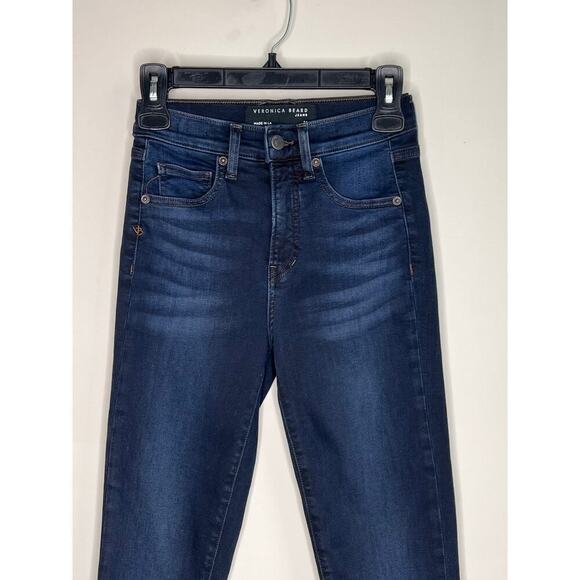 Veronica Beard Carly Kick Flare High Rise Raw Hem Jeans Dark Ink Women's Size 24 - Picture 3 of 12
